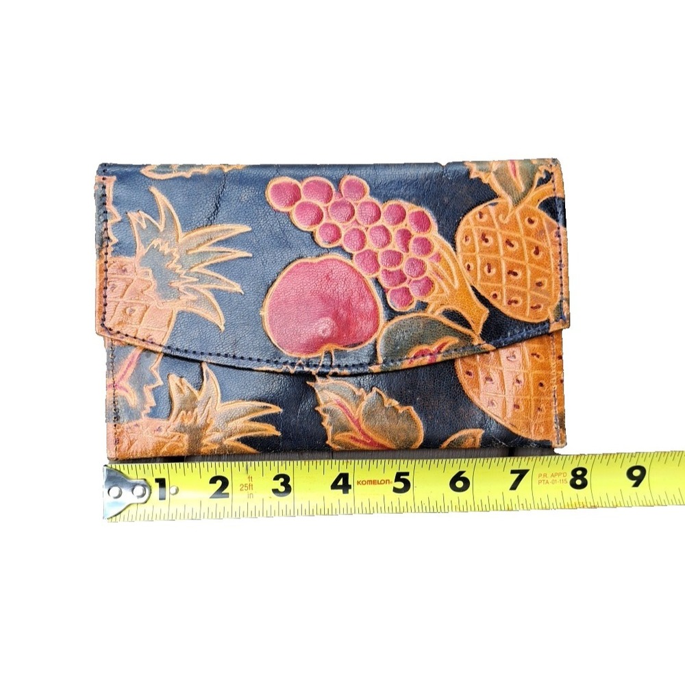 Vintage Leather Colorful Fruits‎ Print  Wallet Clutch
